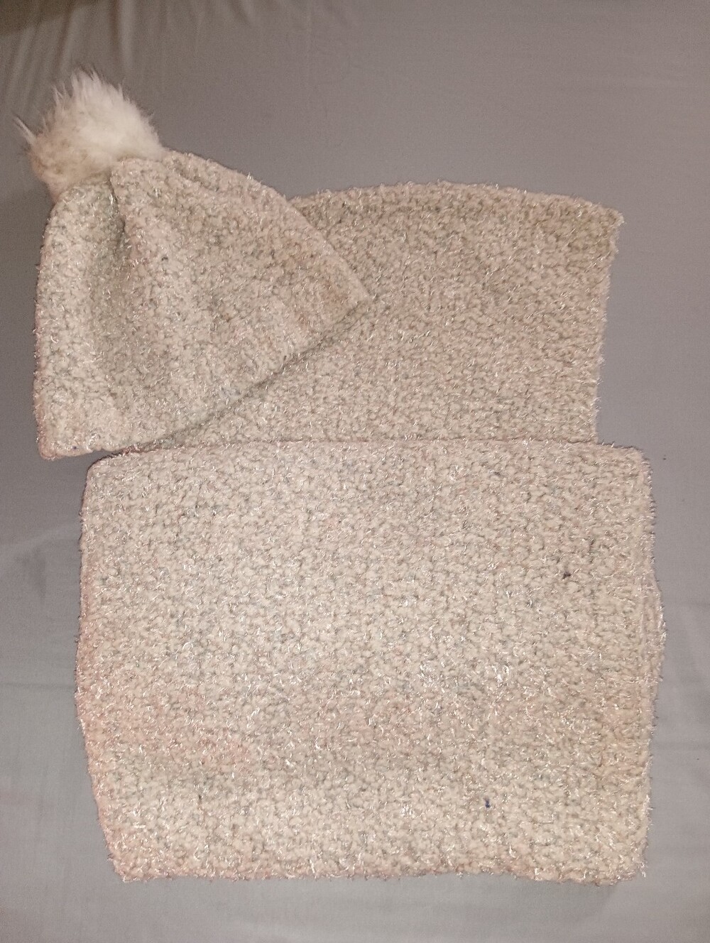 Cozy Cream Knit Scarf and Hat Set